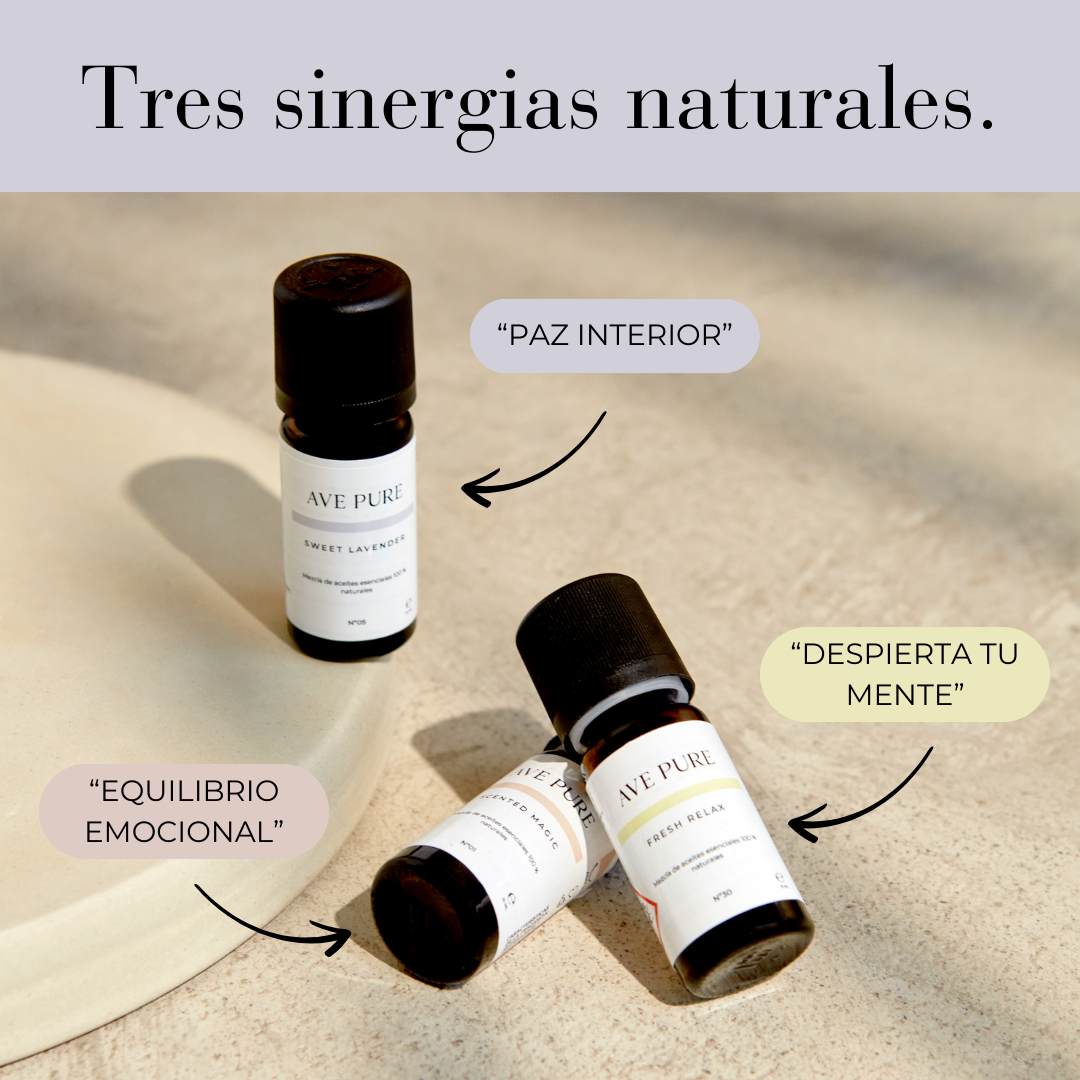 Kit de 3 sinergias de aceites esenciales 100% puros "Rituales de calma - Sweet Escape"